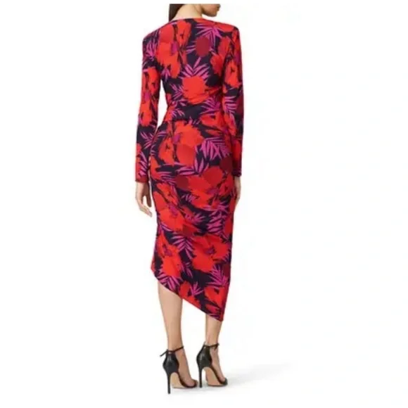 navy blue a line midi dress Justine Silk Mini Dress in Black Floral Multi